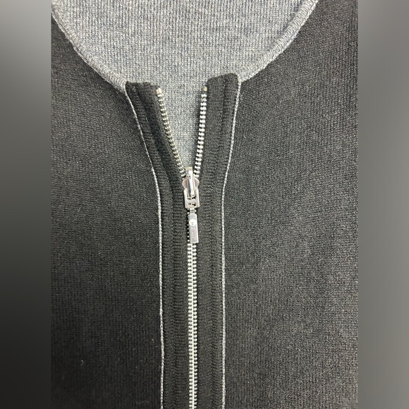 In2 by incashmere cashmere merino wool Black Gray Reversible Poncho Sweater S/M - Picture 8 of 11